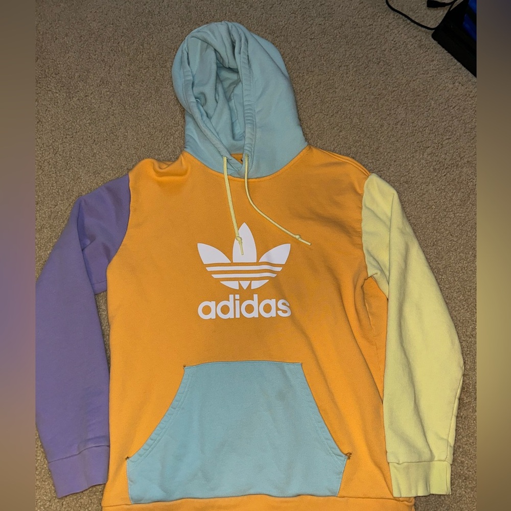 Adidas Pastel Blue and Orange Hoodie